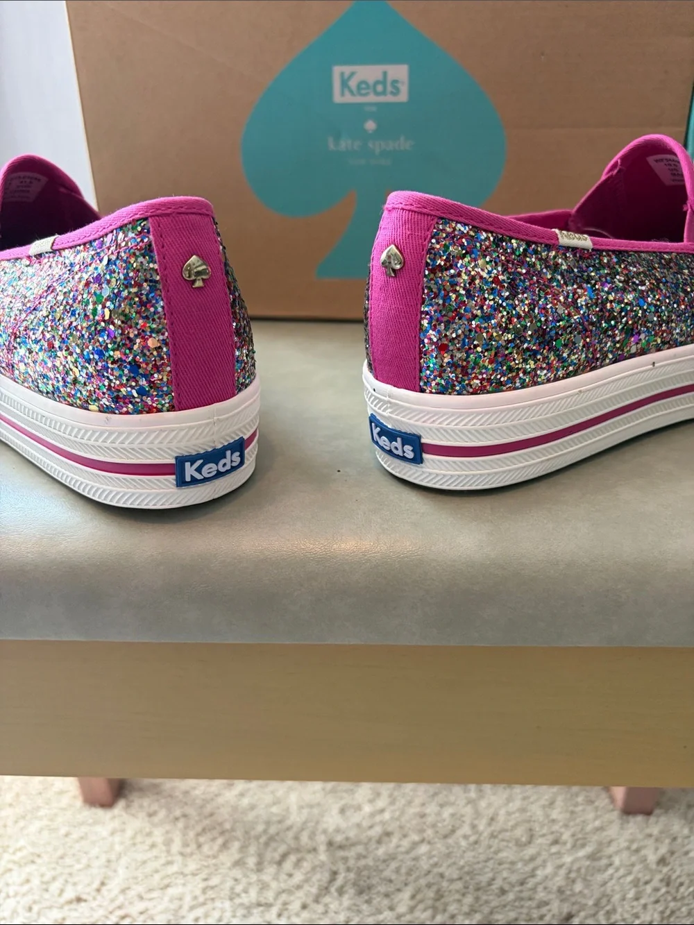 Keds Kate Spade eddition Multicolor Glitter Slip-On Platform Sneakers